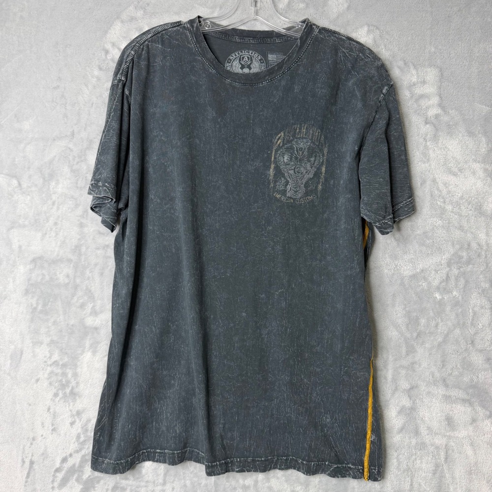 Affliction Cobra Tee Mens XL Grey Burnout Vintage Style Biker American Customs - Picture 2 of 8